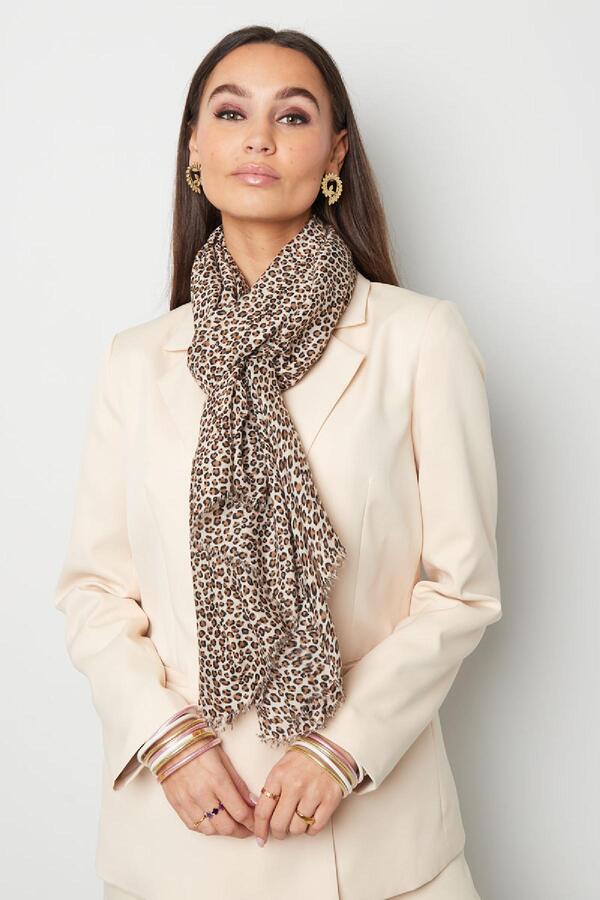 Leopard print scarf Beige Polyester